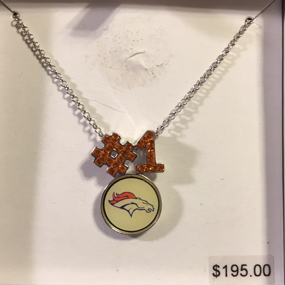 Denver Broncos 925 silver rhinestone necklace